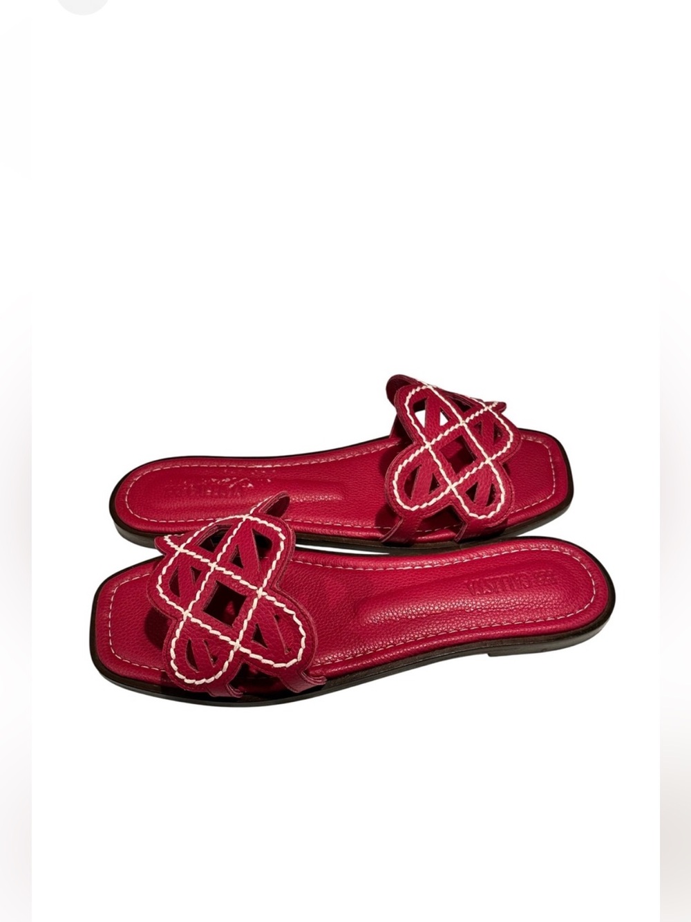 Callista Hera Sandals Pink‎ Grained Leather Size 40 Slip On Luxury Vacation